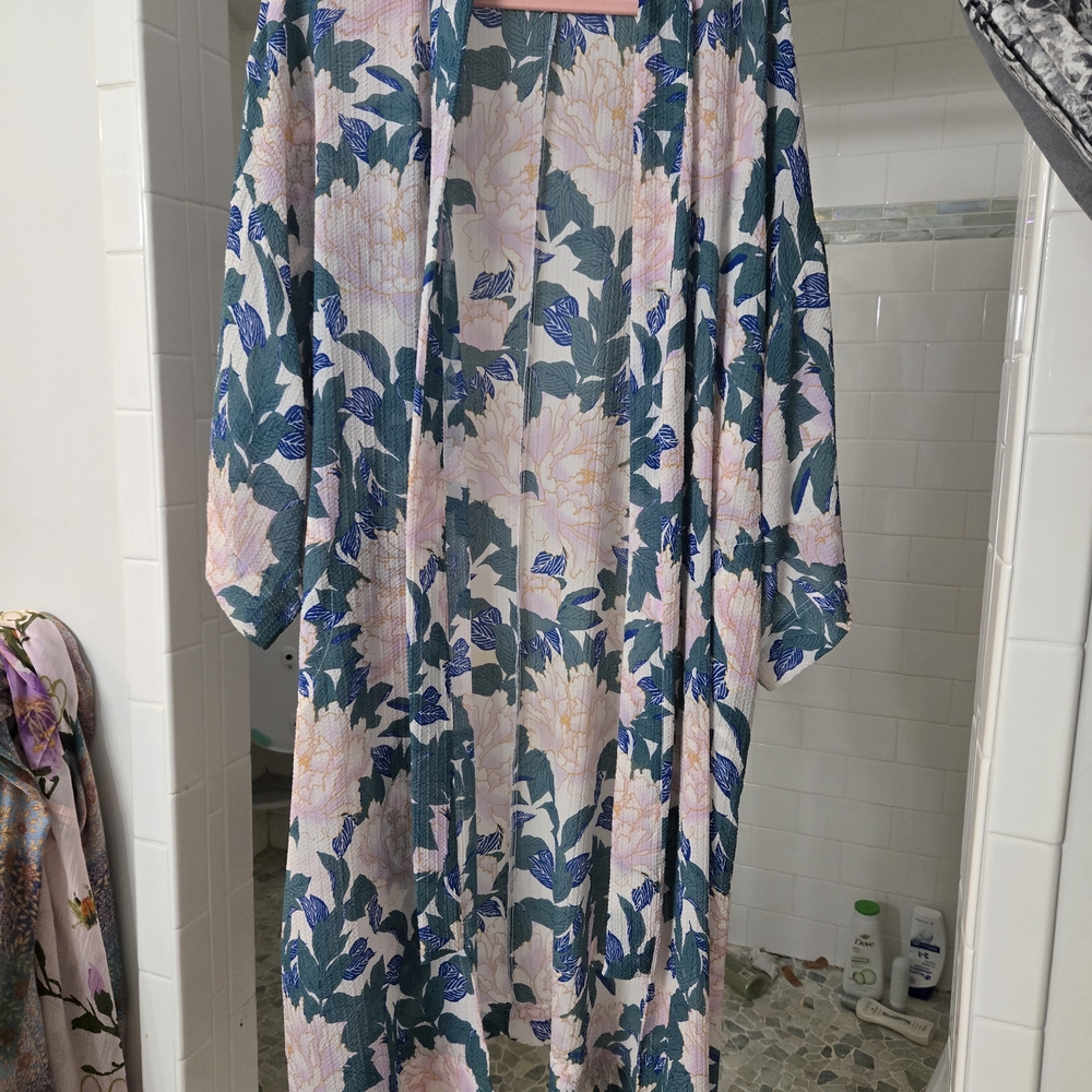 Free People Floral Kimono in Pink and Green
